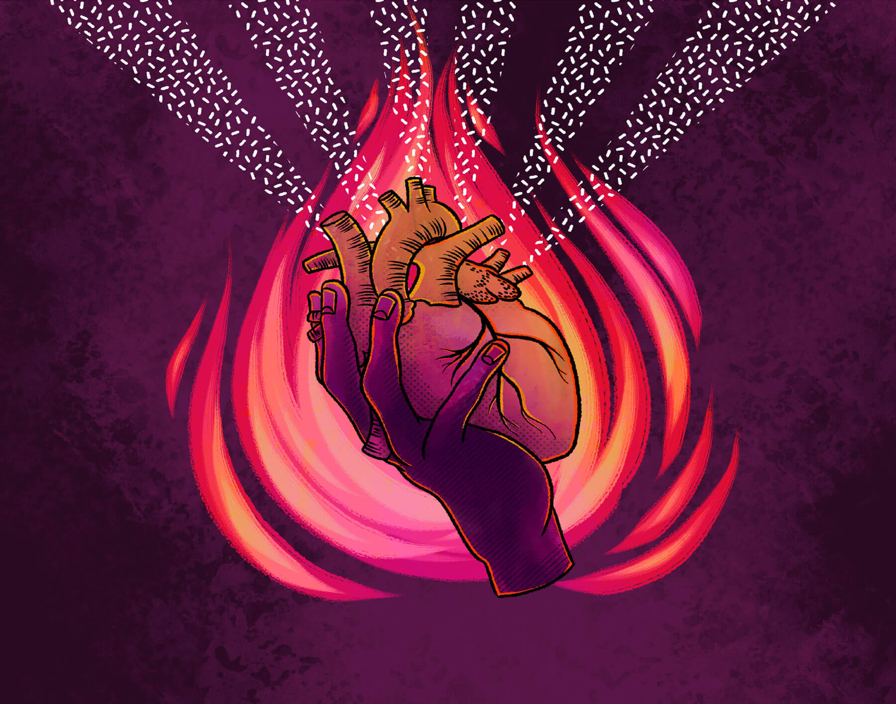 A burning heart digitally created for Blaze Brewing