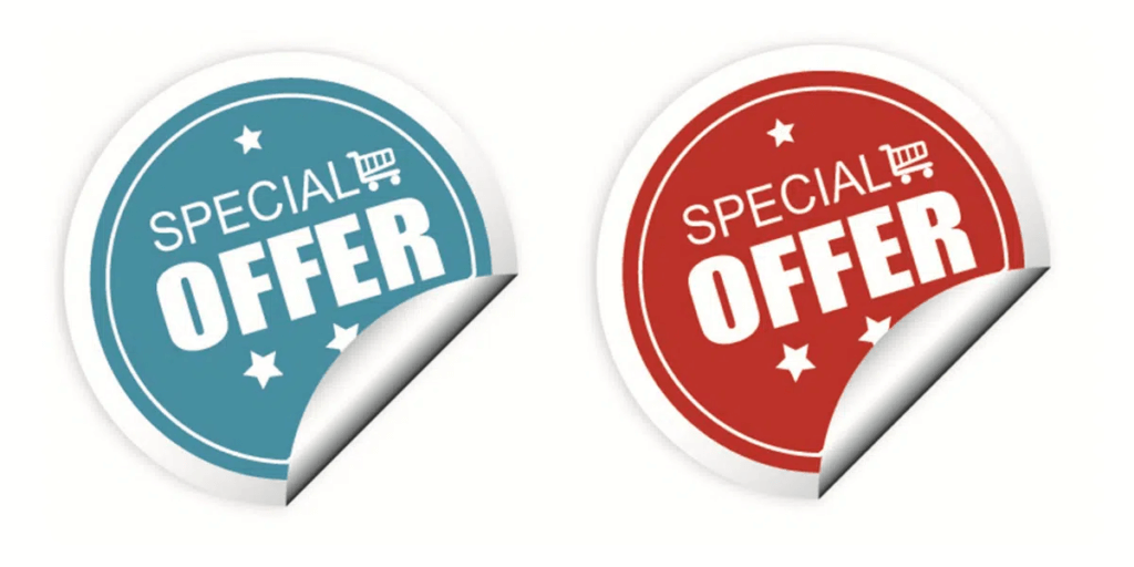 Special offer coupon stickers for retail
