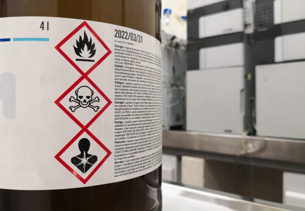 GHS Labels on Chemical Drums