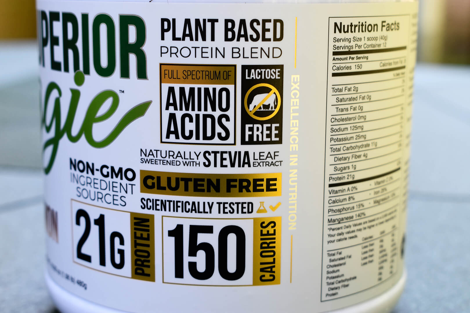Supplement label up close showing nutritional panel